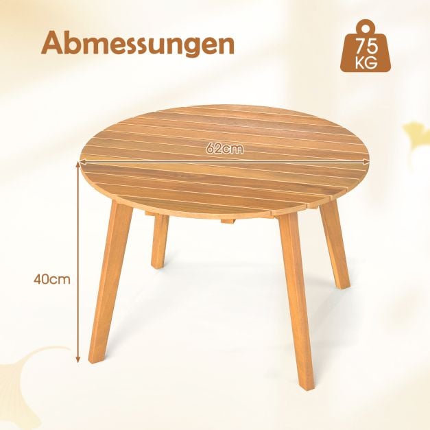 Coast Runder Beistelltisch aus Akazienholz – Ø 62 x 40 cm – Naturfarben