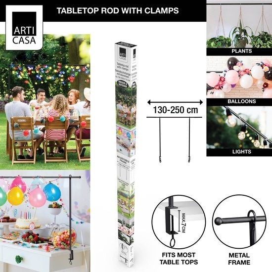 Arti Casa Tischstange - Dekorationsrahmen - mit Klemmen - für Blumen, Ballons, Lichter und Pflanzen - Hochzeitsbogen - Metall - Schwarz