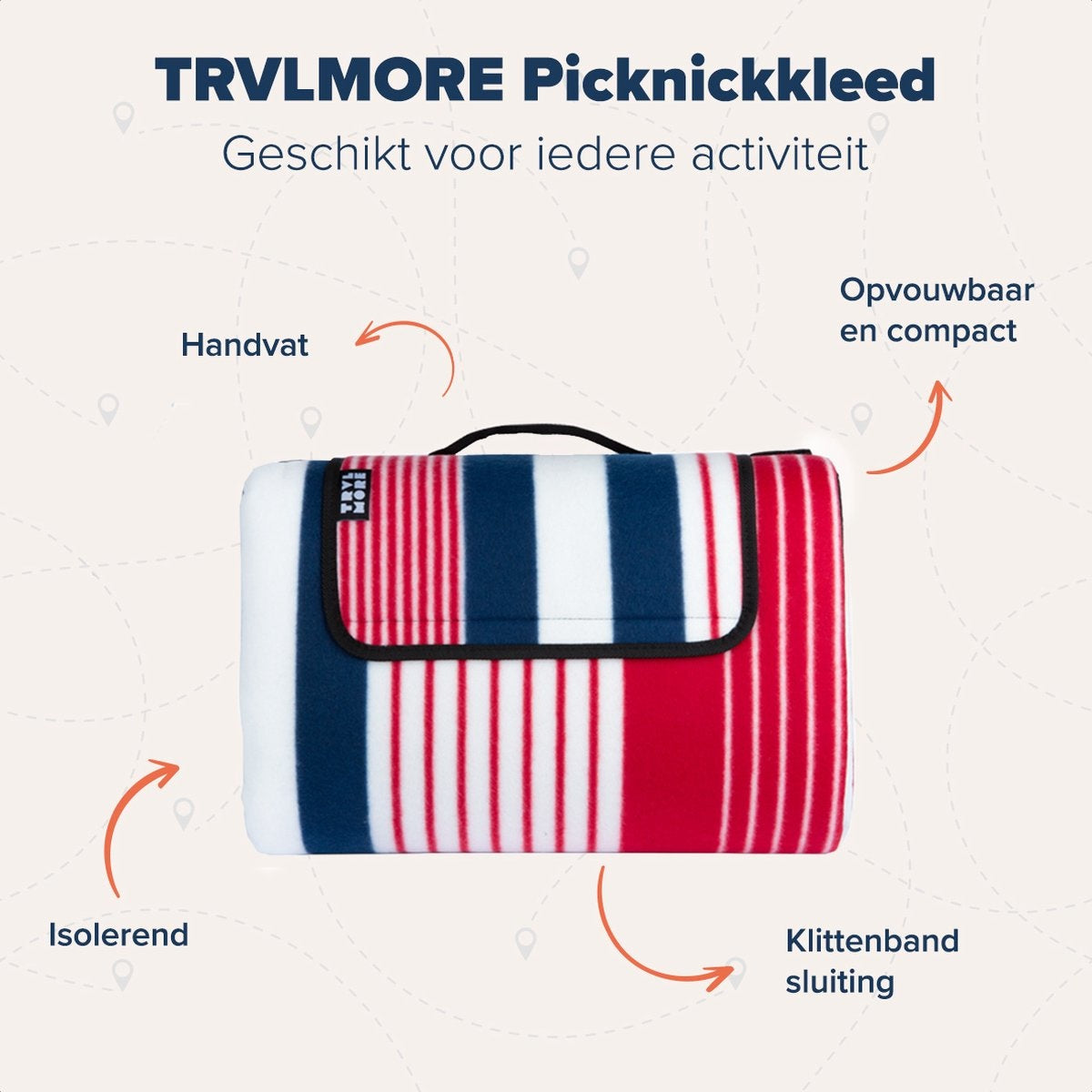 TRVLMORE XXL faltbare Picknickdecke - wasserdicht - gepolstert - 200x200 cm