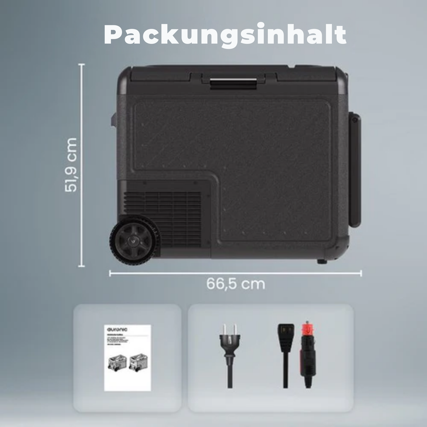 Auronic Electric Cool Box - Kompressor - Mit Rädern - 12V 230 Volt - Auto - 50L - Schwarz/Grau