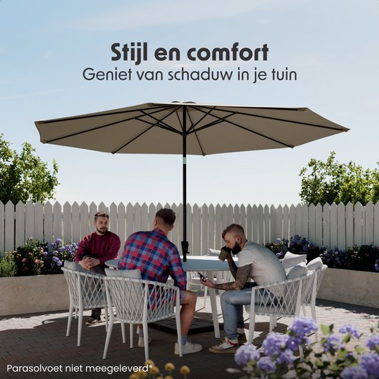 LifeGoods Sonnenschirm - Garten - Ø350 cm - 30° neigbar - Wasserdicht - UPF50+ - Taupe