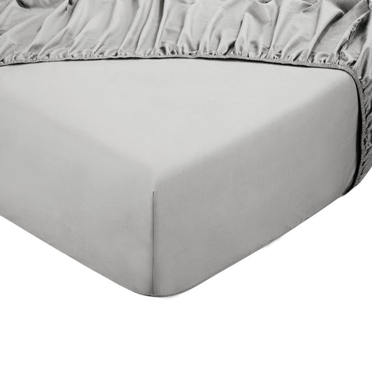 DoubleDry Spannbetttuch - 100% natürliche Baumwolle - Doppelbett 140x200 cm - weich & atmungsaktiv - rundum elastisch - Hellgrau