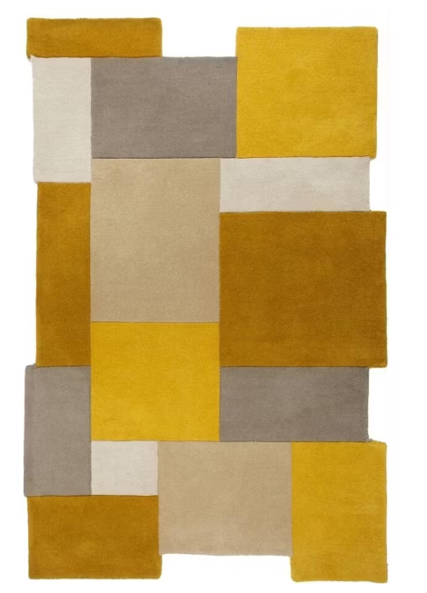 Flair Rugs Collage Wollteppich 200 x 290 cm - Ocker