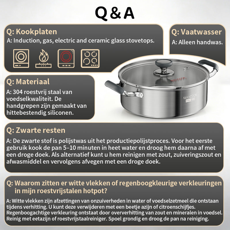 Maxcook Edelstahl-Hotpot – 30 cm – 6,5 Liter