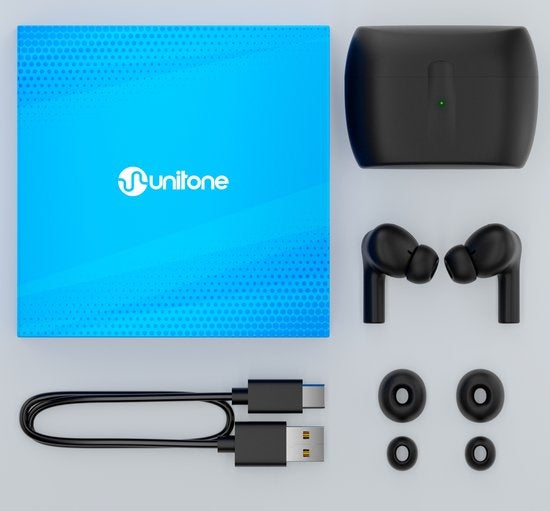 Unitone - Kabellose Kopfhörer - Bluetooth - IPX6 wasserfest - Geeignet für Apple & Android - Schwarz