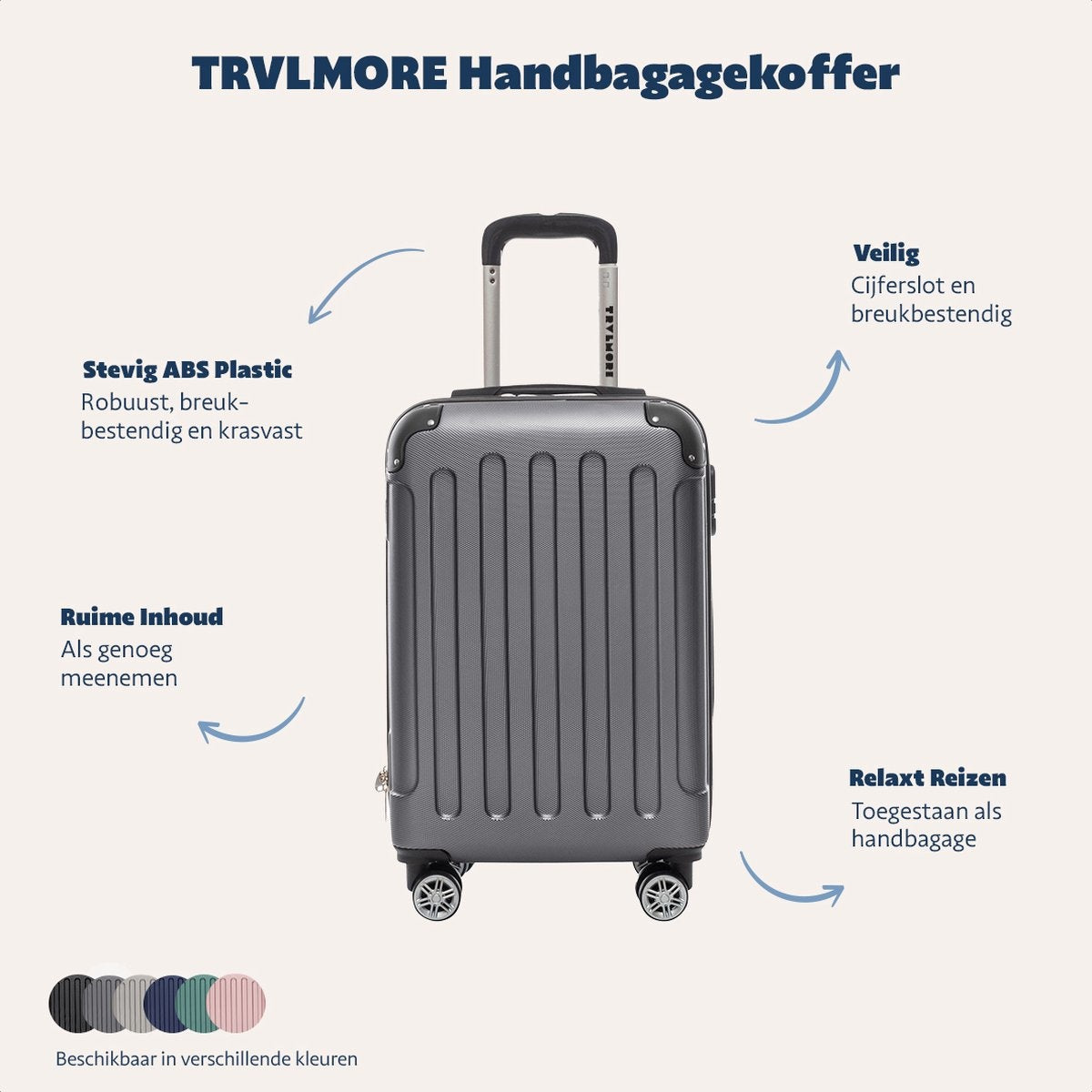 TRVLMORE - Koffer - Handgepäck - 54x36x20cm - 38L - Dunkelgrau