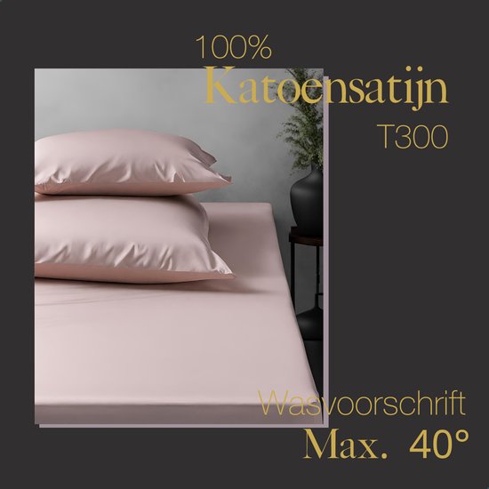 Ten Cate Premium Spannbetttuch – Spannbetttuch 90 x 200 – Spannbetttücher – Baumwollsatin – Geeignet für Boxspringbetten und Matratzen – Eckhöhe 30 cm – Rundum-Gummizug – Bügelfrei – Rosa – Blush