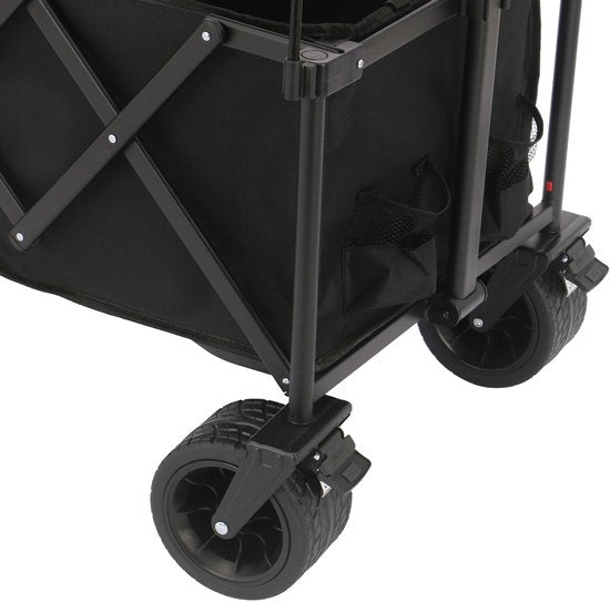 AXI SB221 Zusammenklappbarer Handwagen mit Dach – Schwarz – Mit Zugstange, Bremsen und Schutzhülle – 100 kg Tragkraft – Einfach zu transportieren – Metall