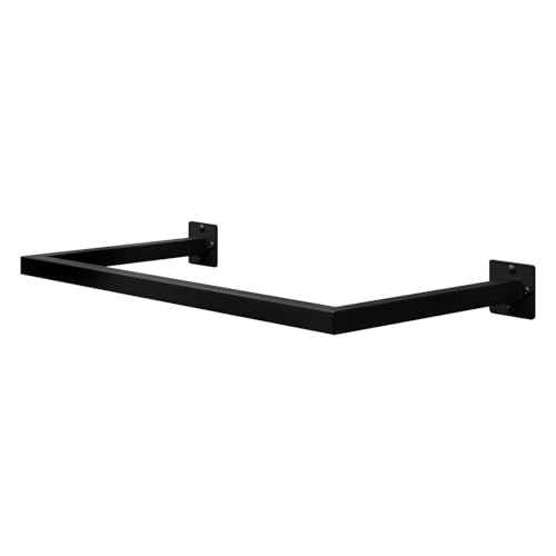 eSituro Industrielle Wandkleiderstange – Schwarz – 64 x 6,5 x 30 cm