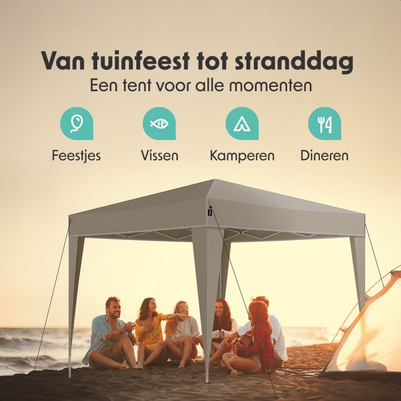 LifeGoods Partyzelt - Wasserdicht & UV-beständig - 300 x 300 x 320 cm - Beige
