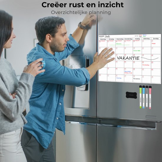 Systemyze Monatsplaner Whiteboard - Magnetische Planungstafel - Magnetischer Wochenplaner - Inklusive Marker & Radiergummi - A3 Format