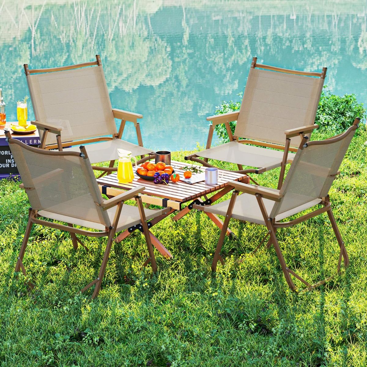 Coast 2er-Set klappbare Campingstühle – Leichter Aluminiumrahmen – Ergonomisches Design – Beige