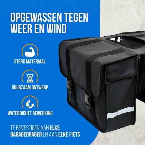 Strex Double Panniers Waterproof Ã¢â‚¬" Packtasche 40 Liter Ã¢â‚¬" Schwarz - Mit Reflektoren - Elektrofahrrad