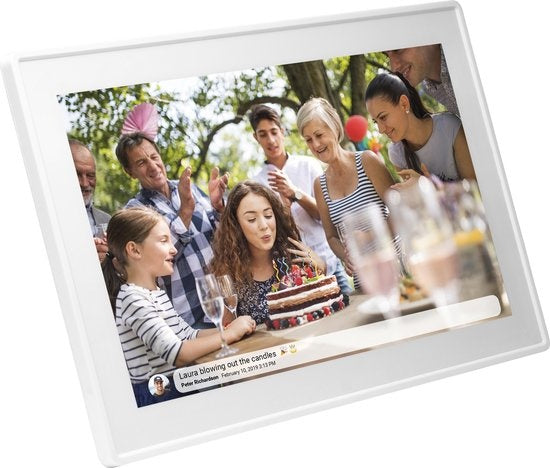 Denver Digitaler Fotorahmen 15,6-Zoll FULL HD - Frameo App - Fotorahmen - 8GB - IPS-Touchscreen - PFF1514 - Weiß