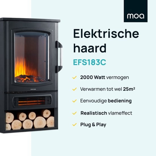 MOA Elektroherd - Atmosphäre Kamin - Platz für dekoratives Holz - EFS183C