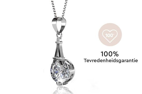 Yolora Damen Halskette mit Kalpa Camaka Kristall Anhänger - Farbe Silber - 18K Weißgold plattiert - Geschenkbox - Muttertagsgeschenk