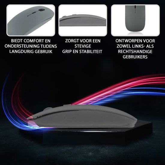 K&L Kabellose Maus - Kabellose Bluetooth Maus Laptop - Geräuschlos - Wiederaufladbar - Grau