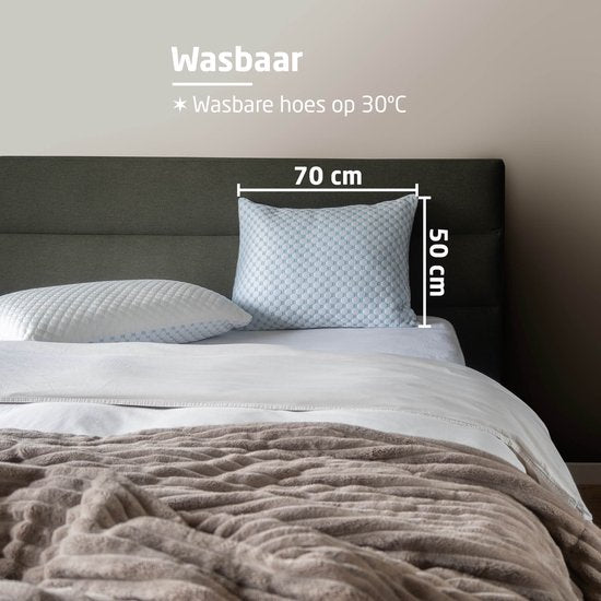 BREND BR-2233 CloudComfort Kopfkissen für Rücken-, Bauch- und Seitenschläfer - 50 x 70 cm - Memory Foam - mit kühler Seite und verstellbarem Komfort - Weiß