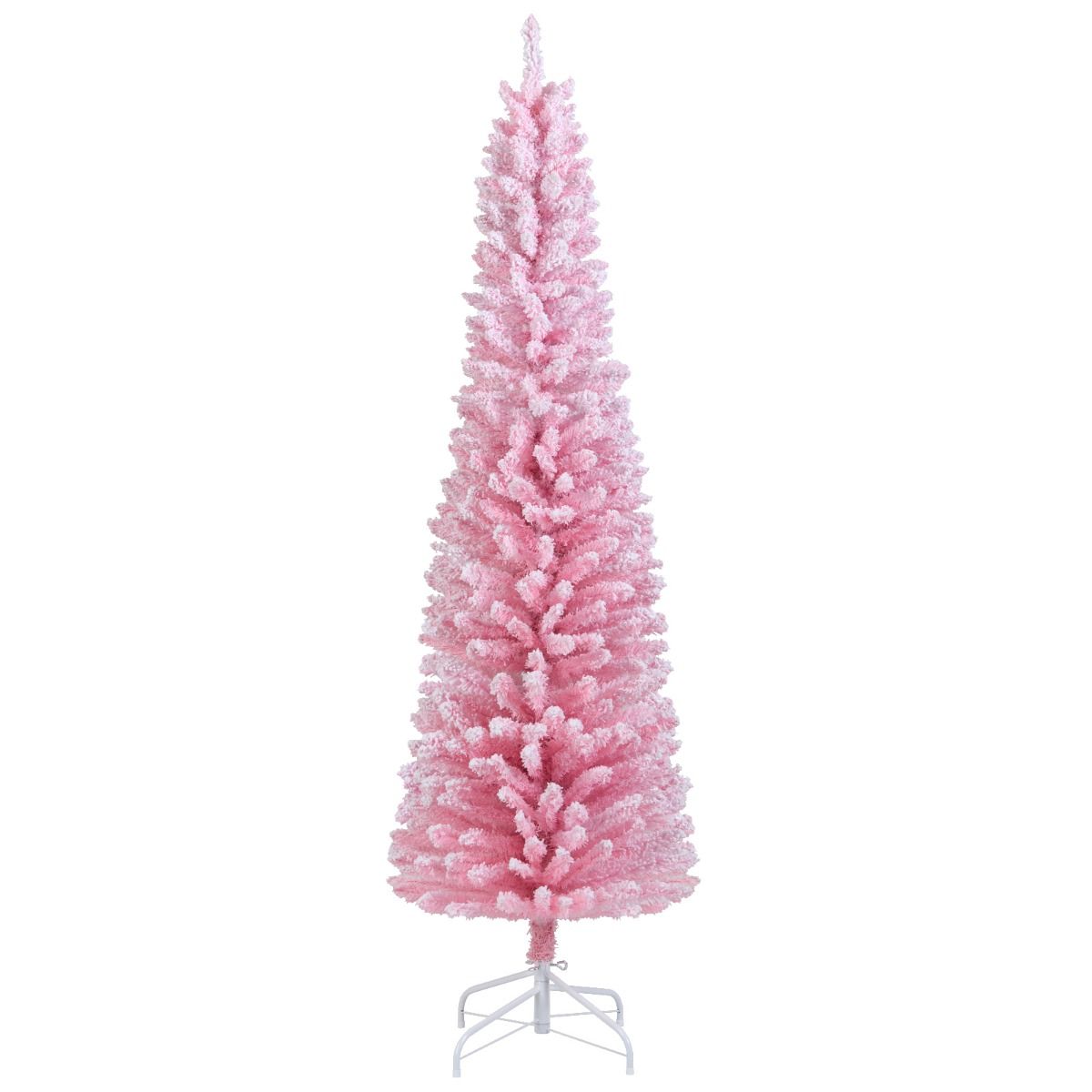 Coast Pink Künstlicher Weihnachtsbaum 180 cm - schlanke Bleistiftform - verschneite Äste - Metallständer