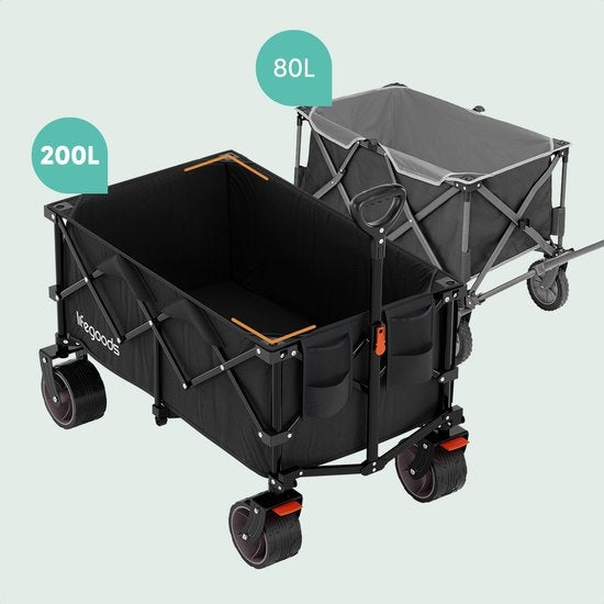 LifeGoods Wagon - XL - faltbar - 200L - 150KG Tragfähigkeit - Schwarz