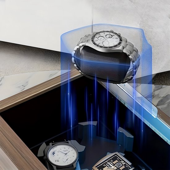 Olvy Time - Watchwinder Wood - 3 Uhren - Uhrenbeweger - Mit LED-Beleuchtung - Uhrenbeweger
