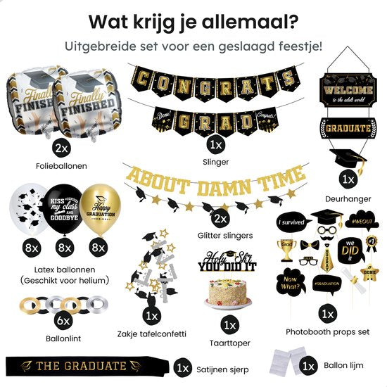 Partizzle Graduated Party Decorations Artikel - Girlande & Luftballons - Hurra Graduation Party - Graduation Party Artikel - XL