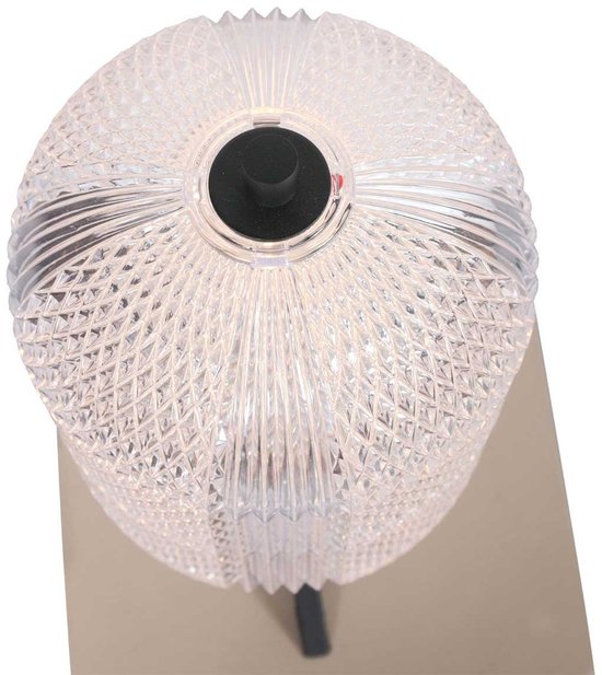 Tischlampe Geripu 3841ZW, Ø 15 cm, gerippter Kunststoff mit LED-Modul – Transparent/Schwarz – Design – Mexlite