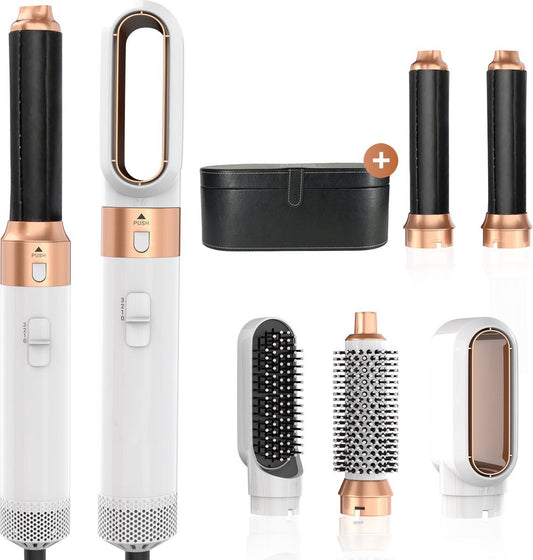 Professionals Airstyler – 5-in-1-Haarstyler – inkl. Reisetasche – Föhnbürste – Multistyler – Hairwrap – Lockenbürste – Haarstyler – Haarstyler – Glätteisen – Weiß