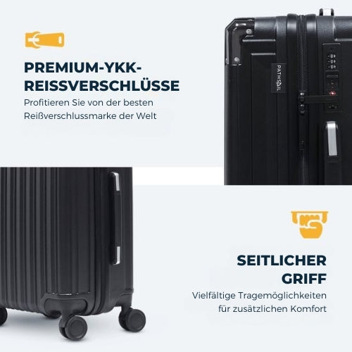 Pathsail - Handgepäck Koffer - 40L x 55CM - Leichter Trolley - Inkl. TSA-Schloss & Spinner-Räder - Schwarz