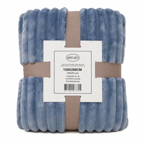 Ceruzo Fleece-Decke 150 x 200 cm – Denim-Blau – Weiche Decke – Wohn-Decke