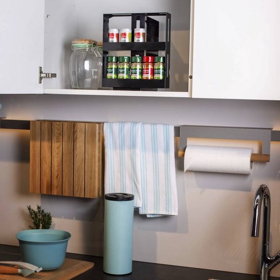 Gewürzregal - 28 x 10 x 27 cm - Schwarz