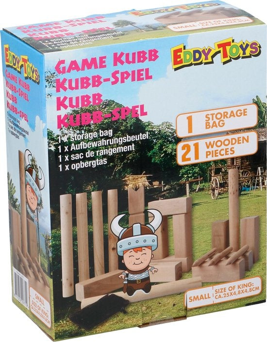 Eddy Toys Kubb Spiel - Kubb - Wikingerschach - Holz - mit Aufbewahrungstasche - klein