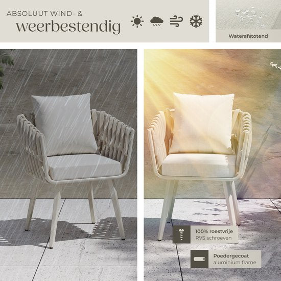 tectake® Gartenstuhl Lugano – Liegestuhl mit Aluminiumgestell – Gartenstuhl im Seil-Design – Garten-Sessel mit dicken Kissen – Für Garten oder Balkon – Terrassenstuhl – UV- und witterungsbeständig – Anthrazit