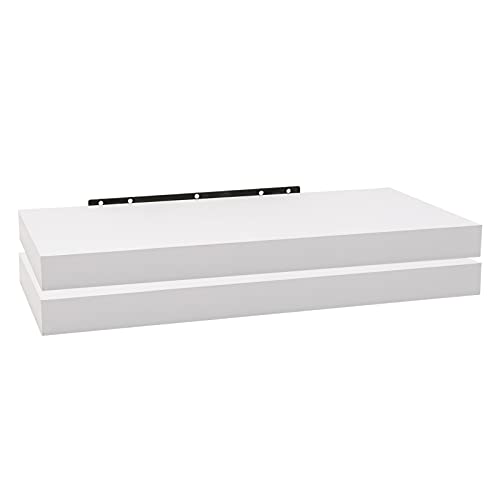 Woltu Wandregal-Set, 2er-Set – Weiße Hängeregale aus MDF – 50 x 23 x 3,8 cm
