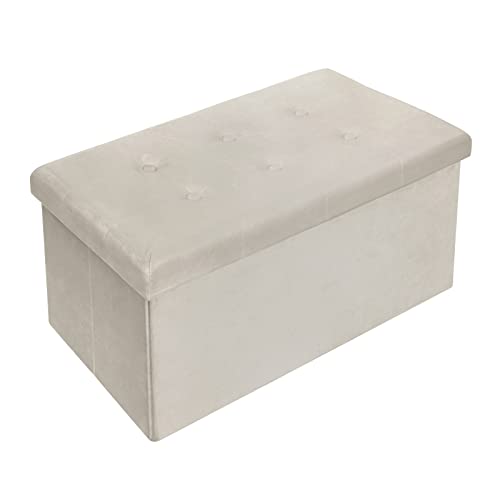 Woltu Storage Bank Samt Creme 80L 76 x 37,5 x 38 cm