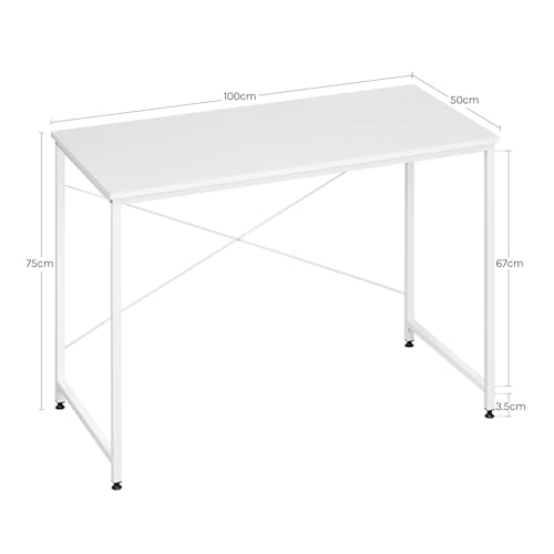 Woltu Schreibtisch mit Metallgestell - Weiß - 100 x 50 x 75 cm