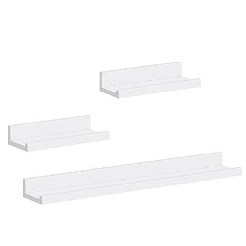 Woltu Set aus 3 weißen Wandregalen - Schwebende Regale für Wohnzimmer, Küche und Schlafzimmer