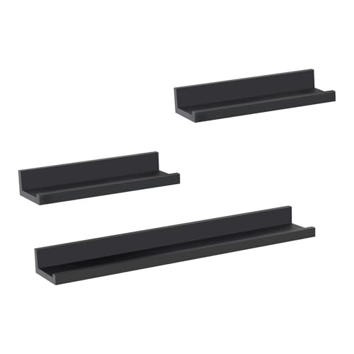 Woltu Wandregal Set 3-teilig Schwarz - 2x 30x5x10 cm, 1x 60x5x10 cm