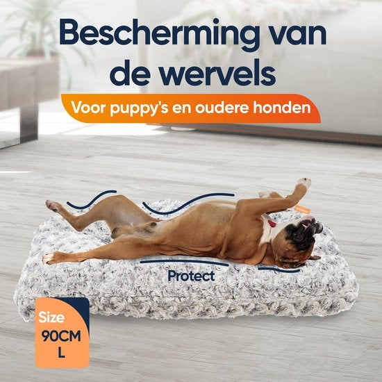Happysnuts Hundekissen 90 x 60cm - Hundebett - Donut Hundebett - Flauschig - Grau - Waschbar