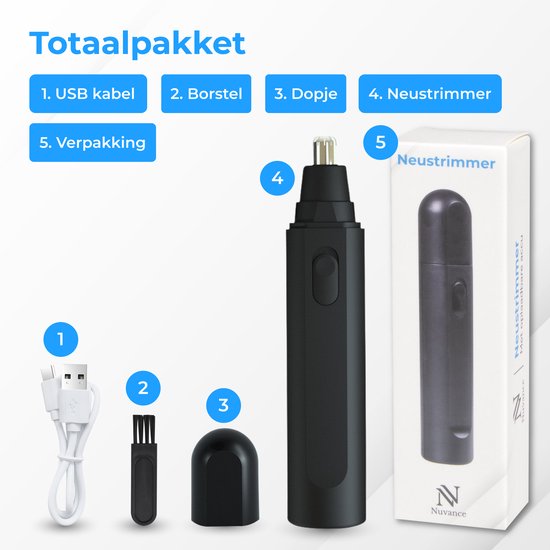 Nuvance - Nasentrimmer - Nasentrimmer Männer und Frauen - Ohrentrimmer - Nasenhaartrimmer - Usb Wiederaufladbar - Waschbar