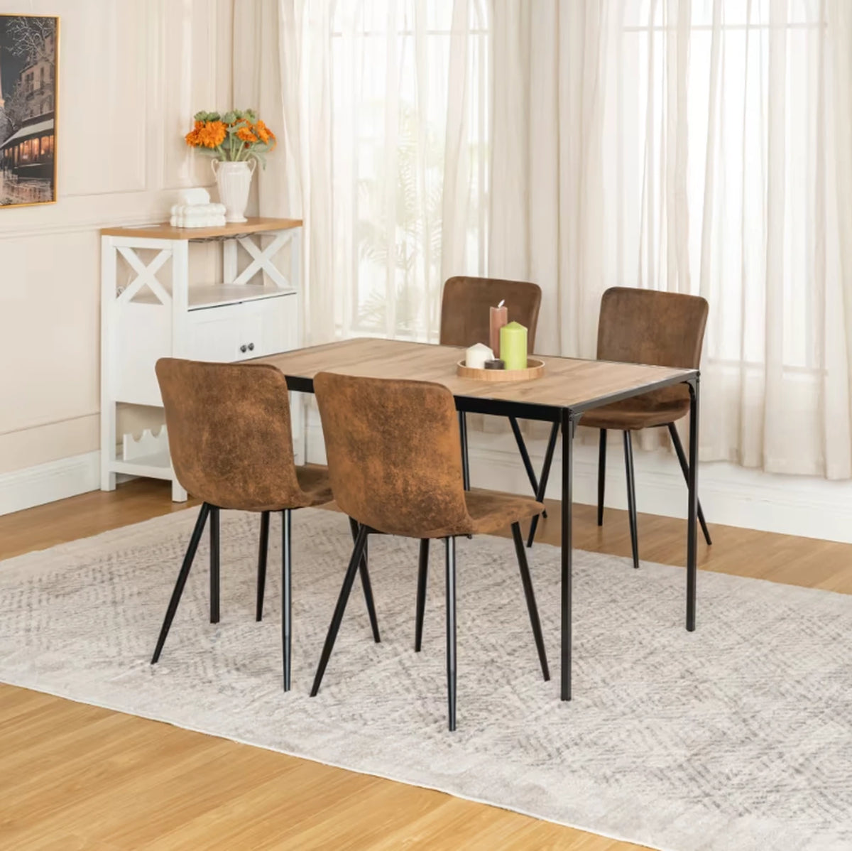 Urban Meuble Stuhlset, 4-teilig – Luxuriöse Esszimmerstühle, grau, Kunstfell – 44 x 54 x 87 cm