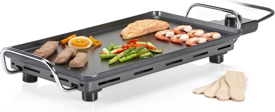 Princess Table Chef Superior Grillplatte 102240 - Gourmet - Grillplatte - Tischgrill - 46 x 26 cm - 8 Personen - Einstellbarer Thermostat - 2500 W - Teppanyaki - Für drinnen und draußen - 2 Meter langes Kabel