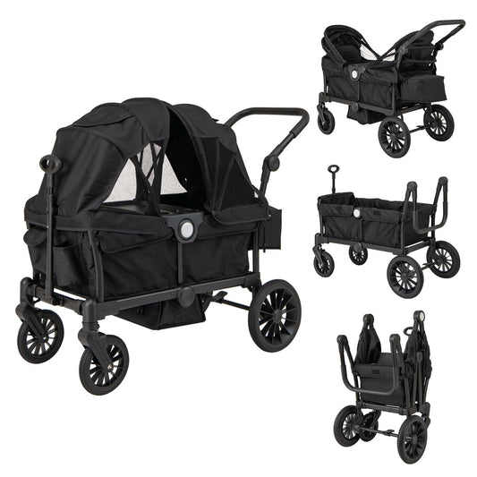Coast 2-in-1 faltbarer Zwillings-Trolley Schwarz - 104 x 57 x 107 cm - mit verstellbarem Griff und abnehmbarem Verdeck