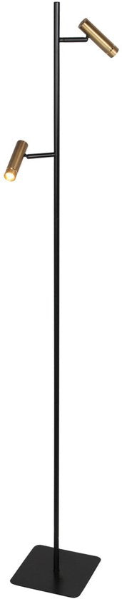 Stehlampe Lumo 4608BR – Moderne Leselampe mit zwei Leuchten aus Metall mit bronzefarbenen Akzenten, 125 cm hoch, dreh- und neigbar, Marke Mexlite