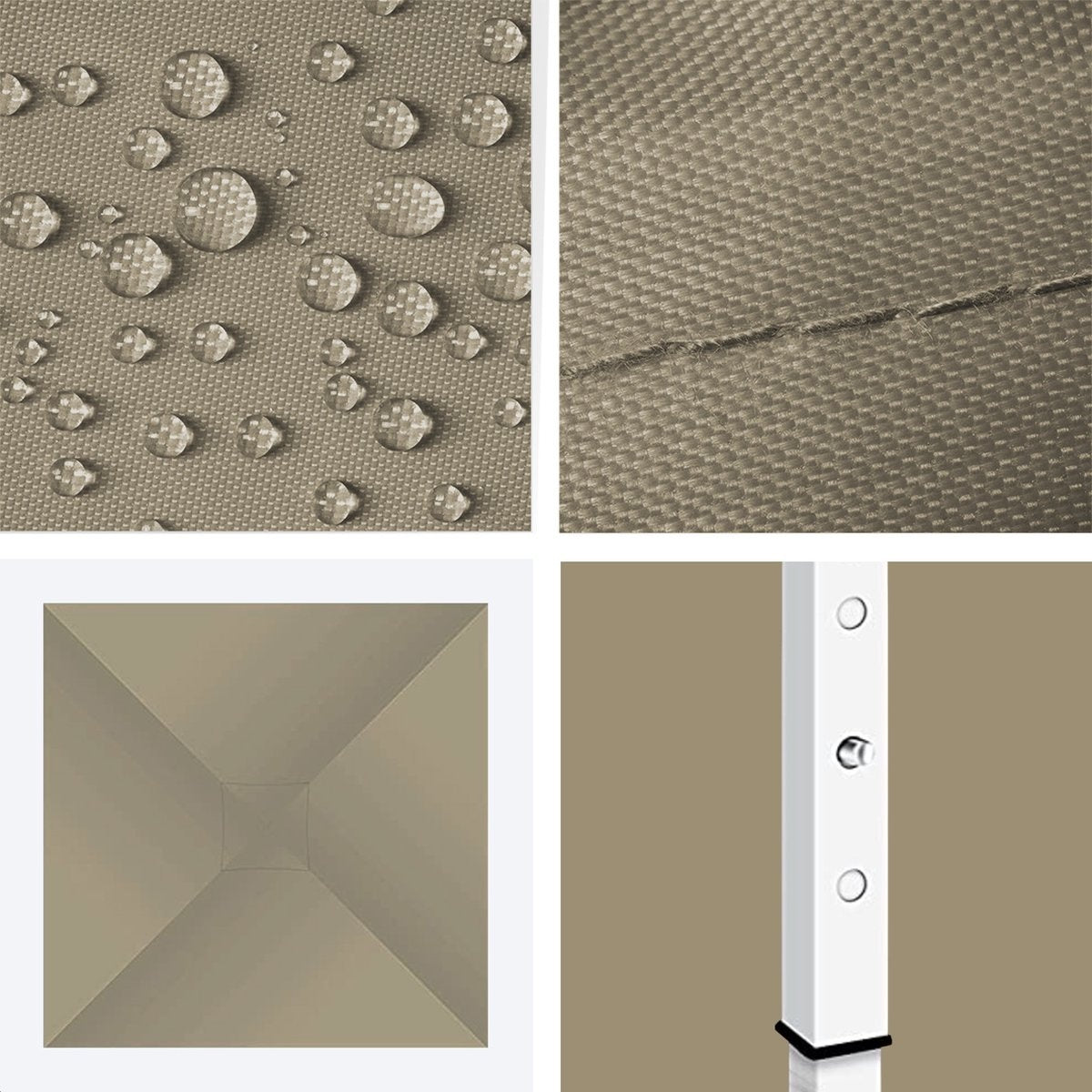 LifeGoods - Partyzelt - Pavillon - 3x3 m - faltbar - wasserdicht - inkl. Tragetasche mit Rädern - Beige