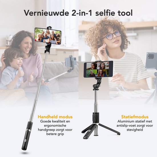 Studio ME Selfie Stick - Universal - Stativ - 100 cm - 360° Drehung - Mit Bluetooth-Fernbedienung