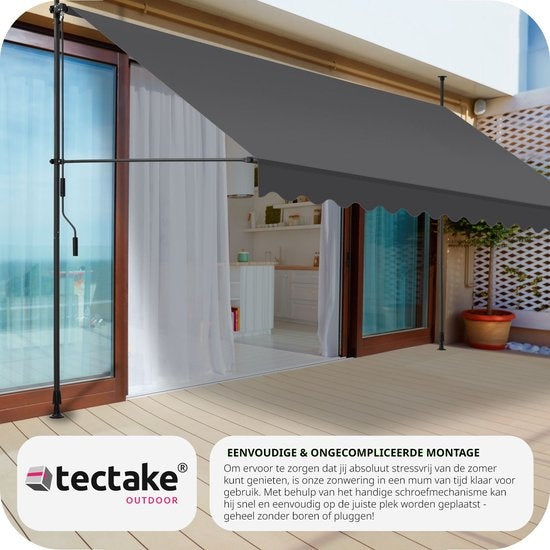 Tectake - Klemmmarkise -  404970 - Verstellbar - 400 x 180 cm - schwarz grau