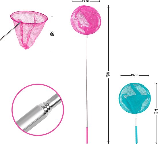 Dutchwide Schöpfkescher - Teich - Fisch - Schmetterling - Netz - ausziehbar - Kinder - Pool - Fischnetz - Schaufel - Netz - Kinder - Spielzeug
