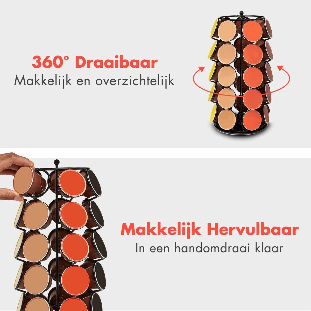 KitchenBrothers Kapselhalter - Dolce Gusto - 35 Kapseln - Schwenkbar - Schwarz