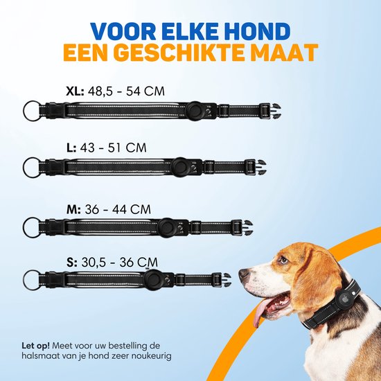 Vulpes Goods® Pets - Hundehalsband geeignet für Apple AirTag - Apple Airtag Collar for Dogs Pro - Sicher, leicht, reflektierend & komfortabel - Kratzfest und wasserabweisend - Inkl. 2 Zubehörteile - 43-51 CM - L